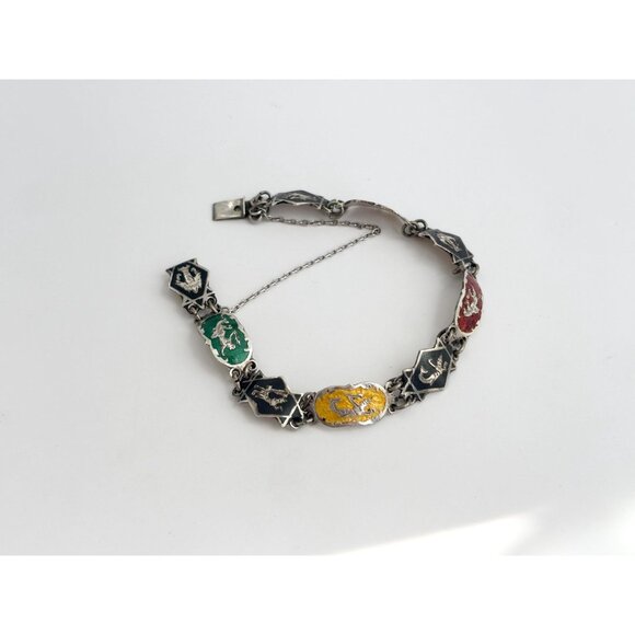 Siam Sterling Rainbow Multi God & Goddess Sterling Silver 925 Vintage Bracelet - Picture 8 of 9